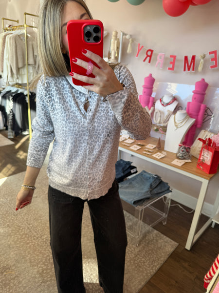 Leopard reverse print cardigan