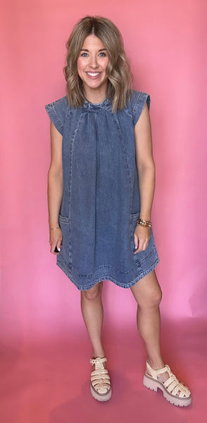 Denim Pleated Dress