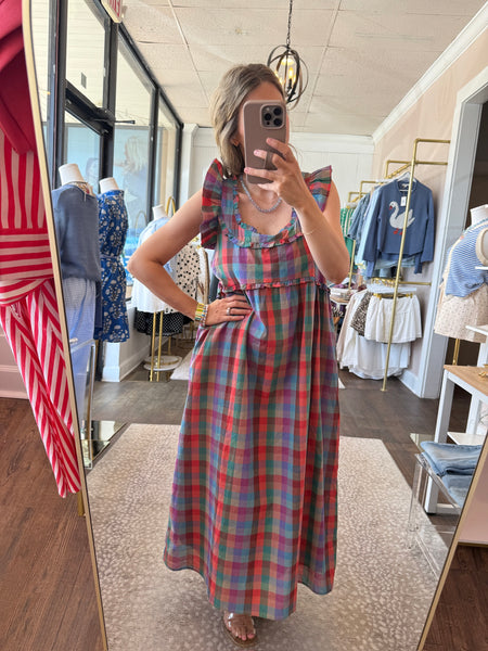 Multicolor Plaid Midi Dress