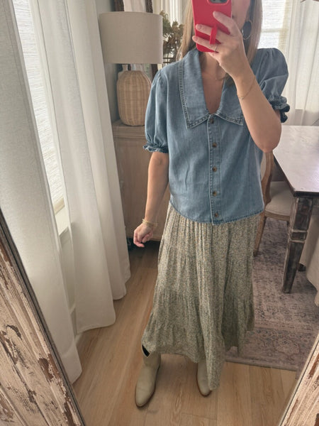 Denim collared blouse