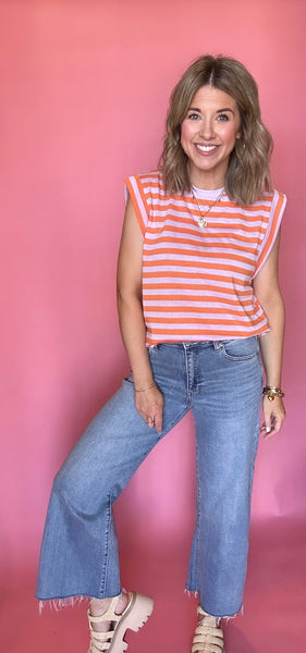 Orange Stripe Muscle Top