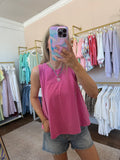 Fuschia Raw Edge Sleeveless Top