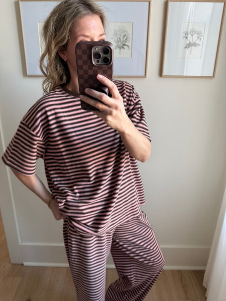 Pink Multi Stripe Pant Set