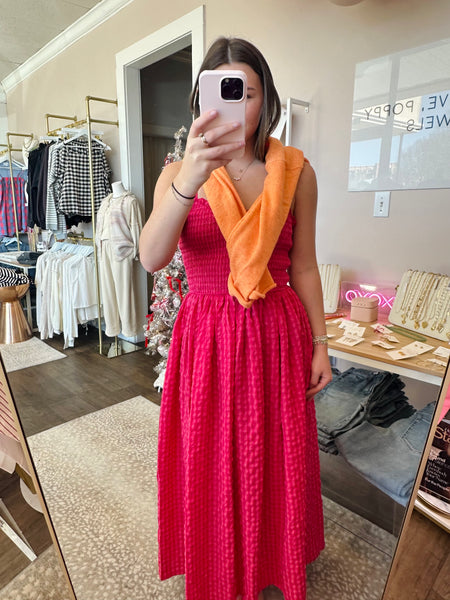 Cherry Gingham Long Dress
