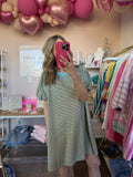 Striped Puff Sleeve Knit Dress