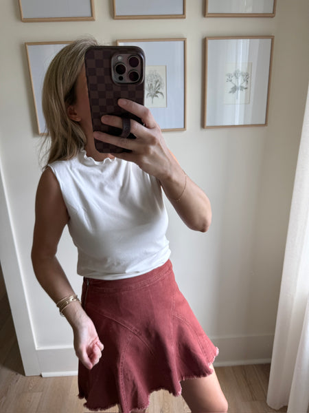 Denim Ruffle Mini Skort