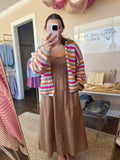 Multicolor Striped Open Cardigan