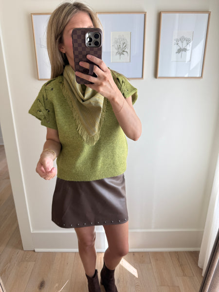 Faux Leather Skirt - Dark Brown