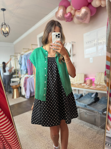 Black Polka Dot Baby Doll Dress