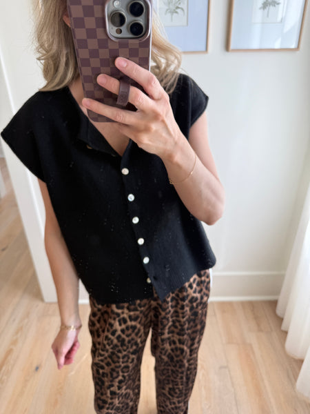 Black Rolled Edge Sweater