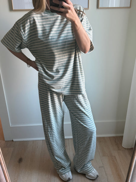 Mint Multi Stripe Pant Set