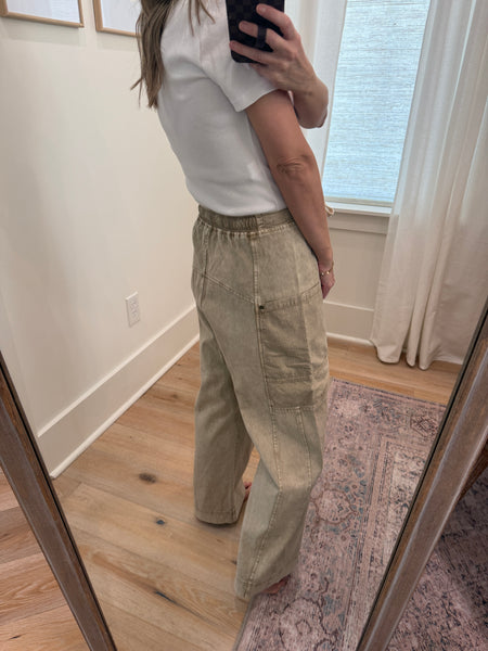 Sand Drawstring Wideleg Pants