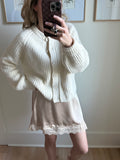 Champagne Satin Lace Trimmed Skirt