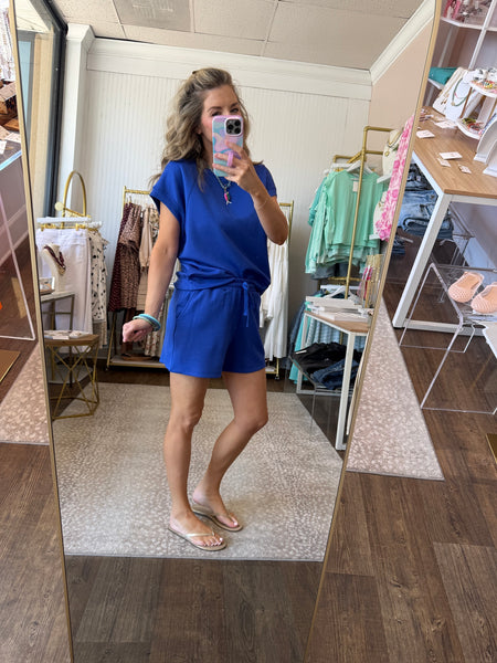 Cobalt Sleeveless Top/Shorts Set