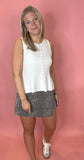 Peplum Button-Up Sweater Tank