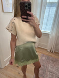 Ecru Lace Up Shoulder Sweater