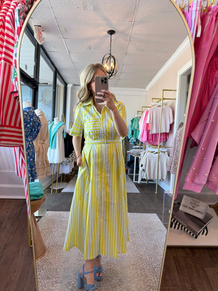 Citrus Striped Midi Dress
