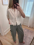 Eggshell Raw Seam Short Sleeve Cardigan