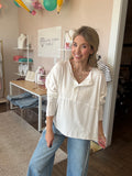 White Raw Edge Henley