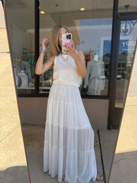 White Tiered Maxi Skirt