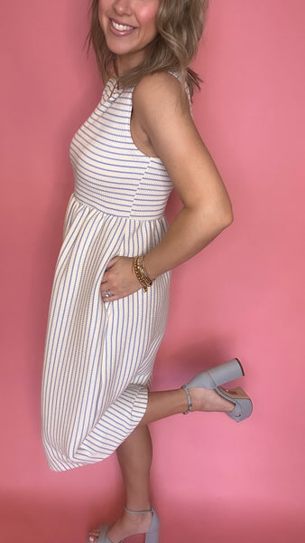 Striped Knit Midi Dress