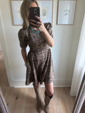 Animal Print Puff Sleeve Dress