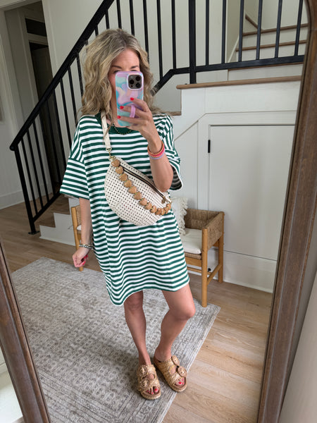 Green Stripe Pullover Tee Dress