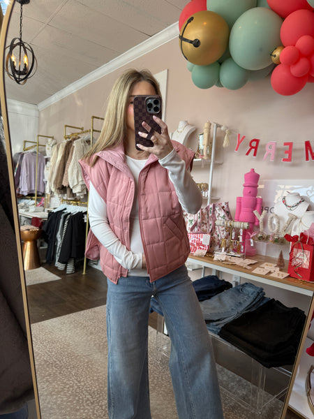 Pink quilted vest