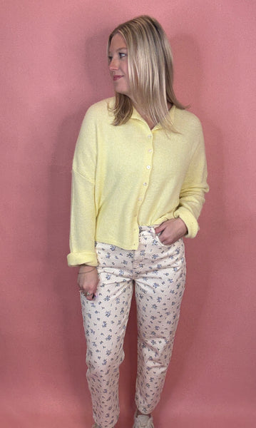 Floral Ecru Denim Pants