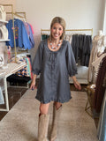 Navy Gingham Dress