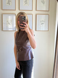 Faux Leather Belted Top