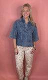 Denim Collared Soft Feel Top