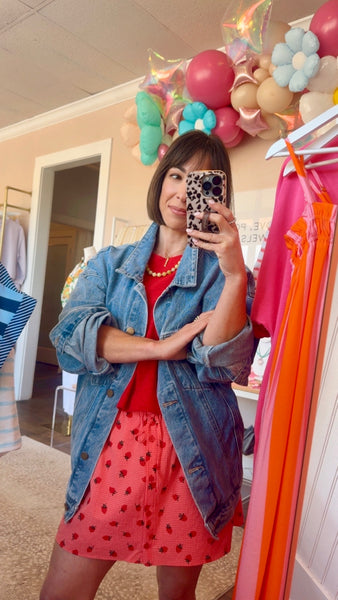 Strawberry Gingham Skirt