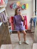 Dusty Purple Scuba Shorts Set - SOLD AS SET