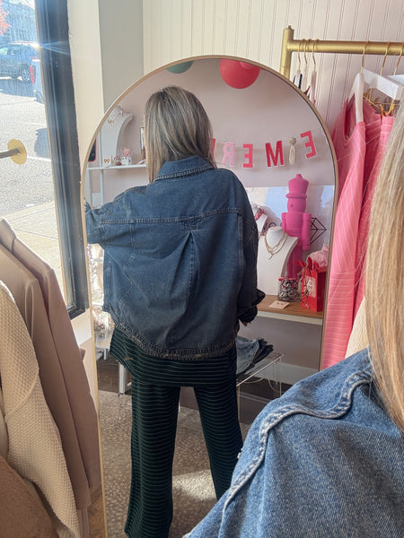 Back pleat jacket - washed denim