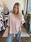 Taupe Mineral Wash Waffle Top