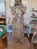 Sand Leopard Midi Dress