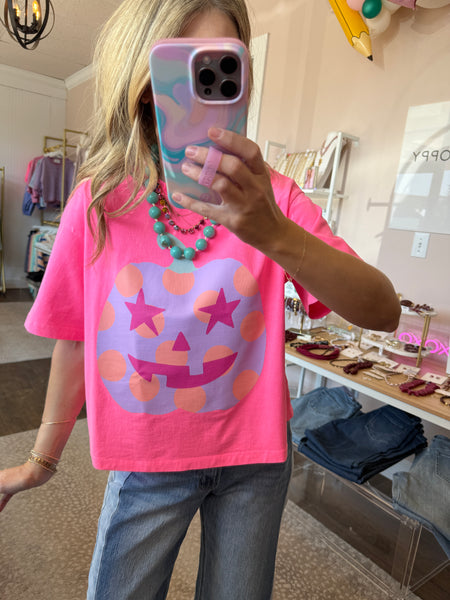 Polka Dot Jack-O-Lantern Crop Tee