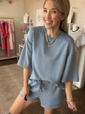 Dusty Blue Shorts Set - 2pcs