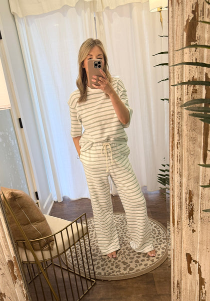 Sage Striped Terry Pant Set