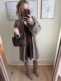 Chestnut Ribbed Knit Collared Dress