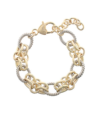 Two Tone Texture Link Bracelet