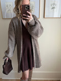 Chestnut Ribbed Knit Collared Dress