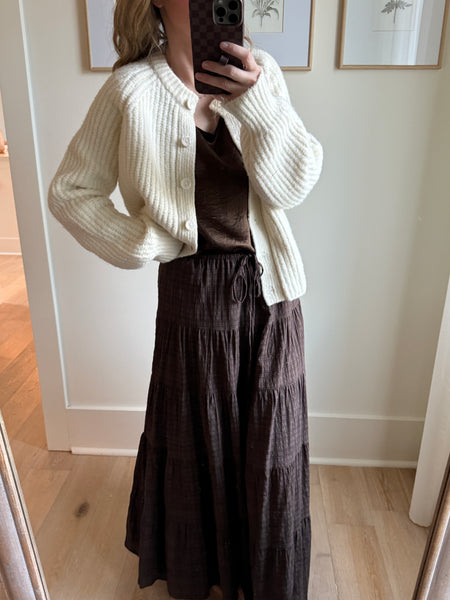 Geometric Woven Tiered Maxi Skirt