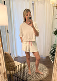 Grey and Pink Sweatshirt/Shorts Set