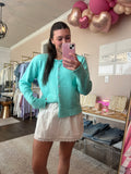 Aqua Button-Up Cardigan