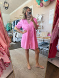 Hibiscus Pink Pleated Dress