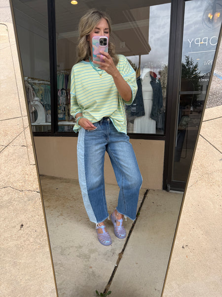 Mint & Blue Striped Tee