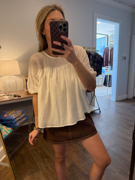 White Batwing Top