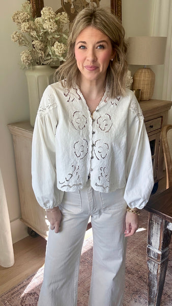 Embroidered Denim Blouse